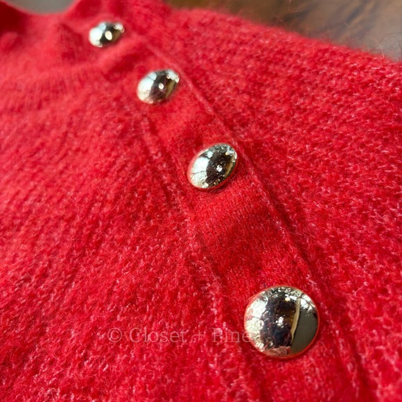 Sezane Trudy Jumper Red Size Medium Pullover Sweater Button Neck - Picture 6 of 12